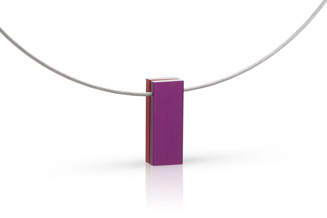Collana due rettangoli colorati viola|rosso C232PR