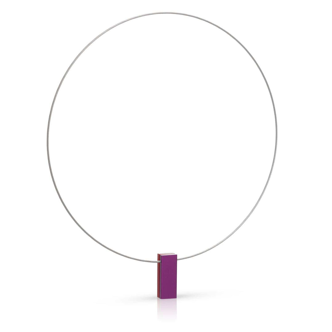 Collana due rettangoli colorati viola|rosso C232PR