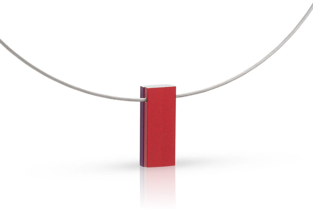 Collana due rettangoli colorati viola|rosso C232PR