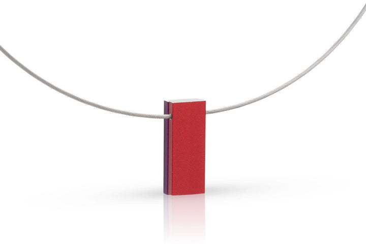 Collana due rettangoli colorati viola|rosso C232PR