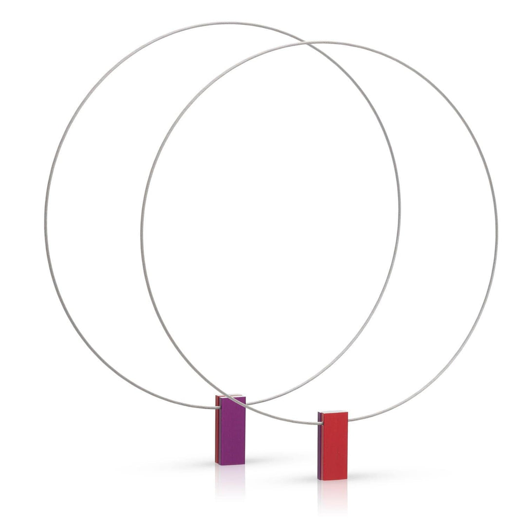 Collana due rettangoli colorati viola|rosso C232PR