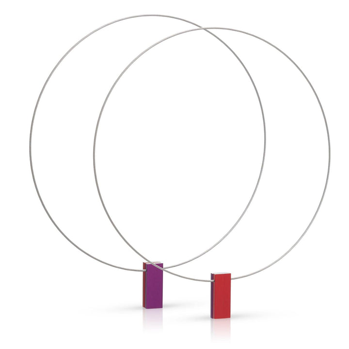 Collana due rettangoli colorati viola|rosso C232PR