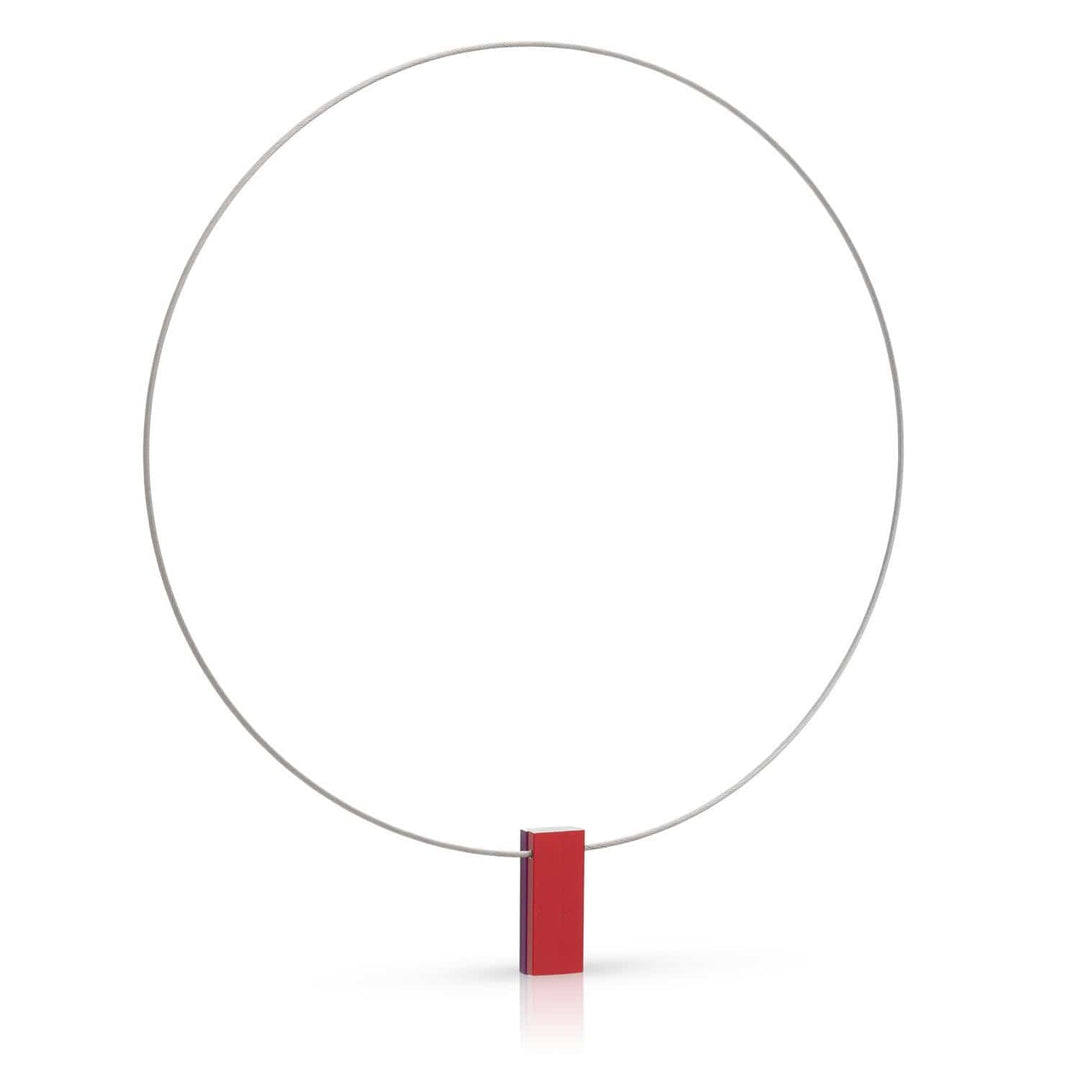 Collana due rettangoli colorati viola|rosso C232PR