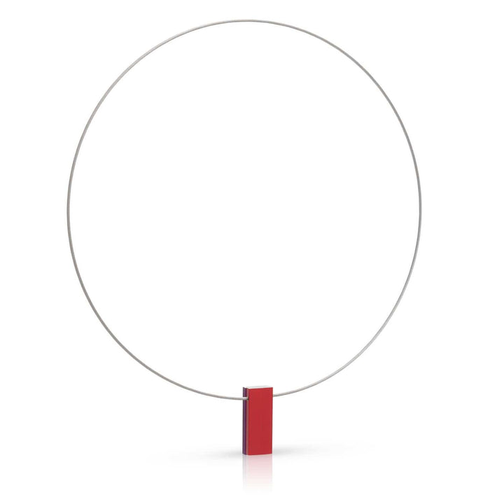 Collana due rettangoli colorati viola|rosso C232PR