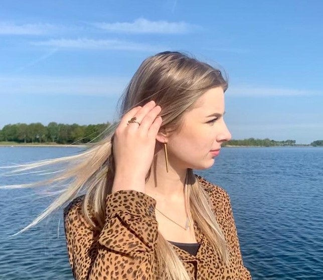 Orecchino pendente barrette lunghe nero O38Z