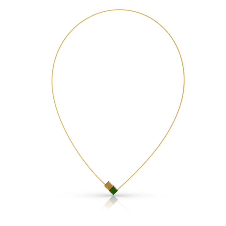 Collana due cubetti verde color oro con filo color oro CG205GRG