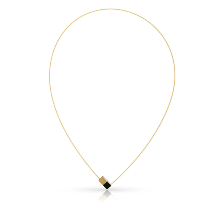 Collana due cubetti nero color oro con filo color oro CG205ZG