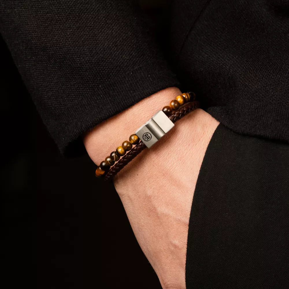 Full Metal Combo 12mm Tiger Lily - Bracciale di perline da uomo