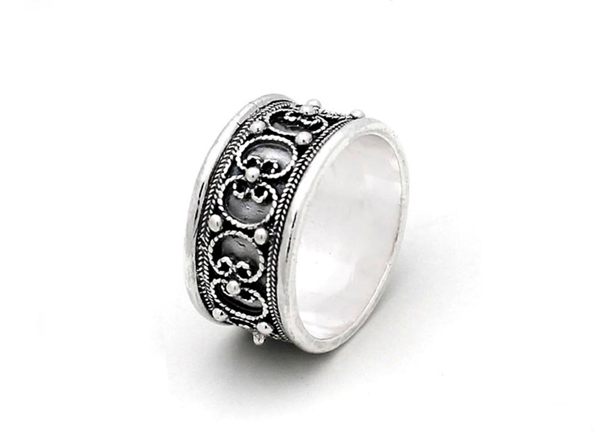 anello in argento con motivo a Zeeuwse Knop e dettagli lavorati