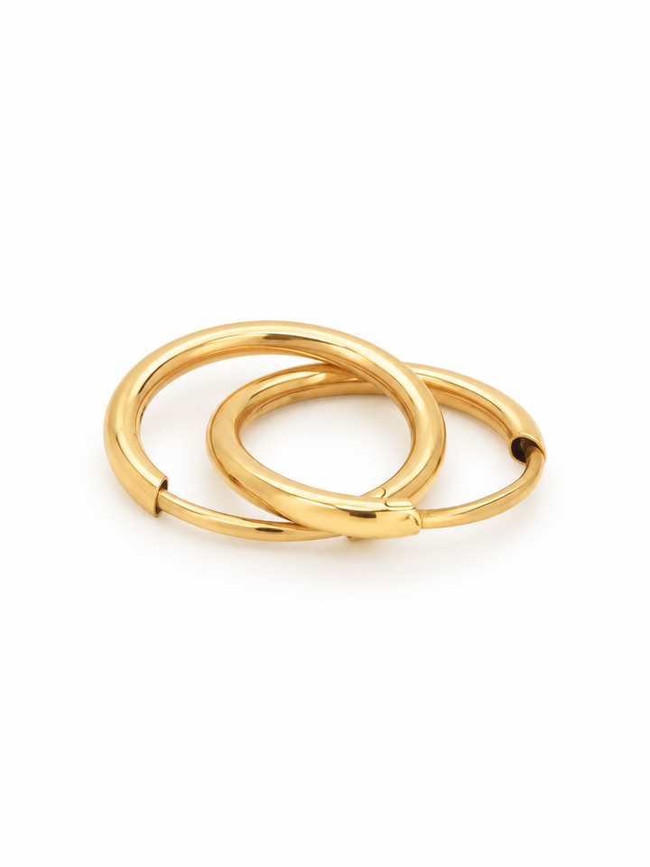 orecchini vintage in oro 14K cerchi onda 5.2gr