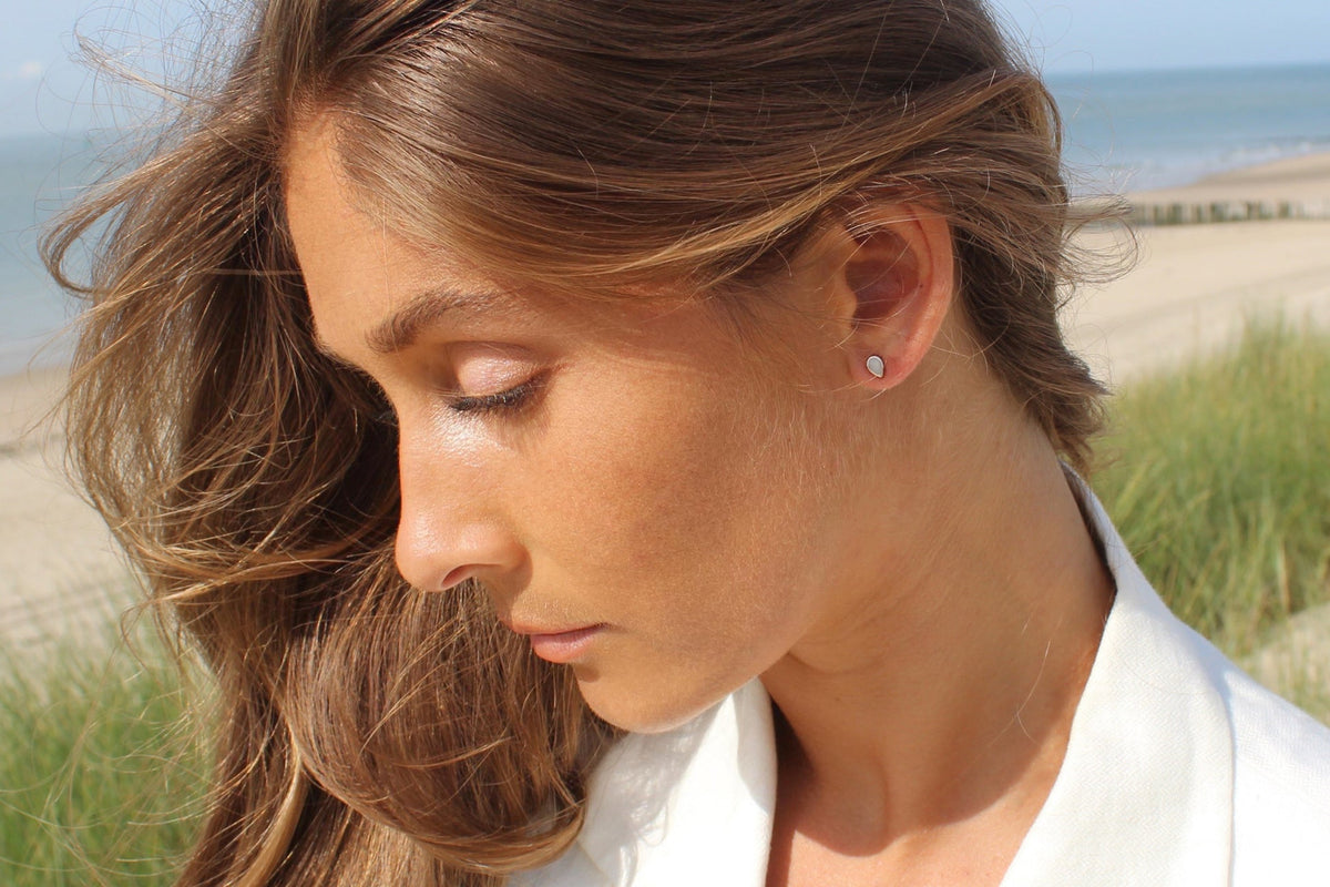 Mini Drop  | Orecchini a bottone per ceneri Argento