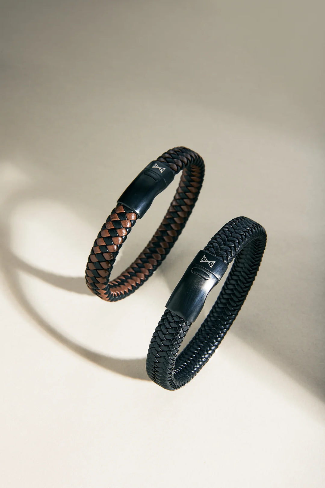 Bracciale in pelle da uomo - Iron Jack Black-Brown-on-Black