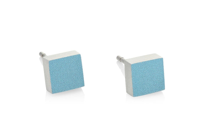 Orecchino a lobo piccolo quadrato blu O37B