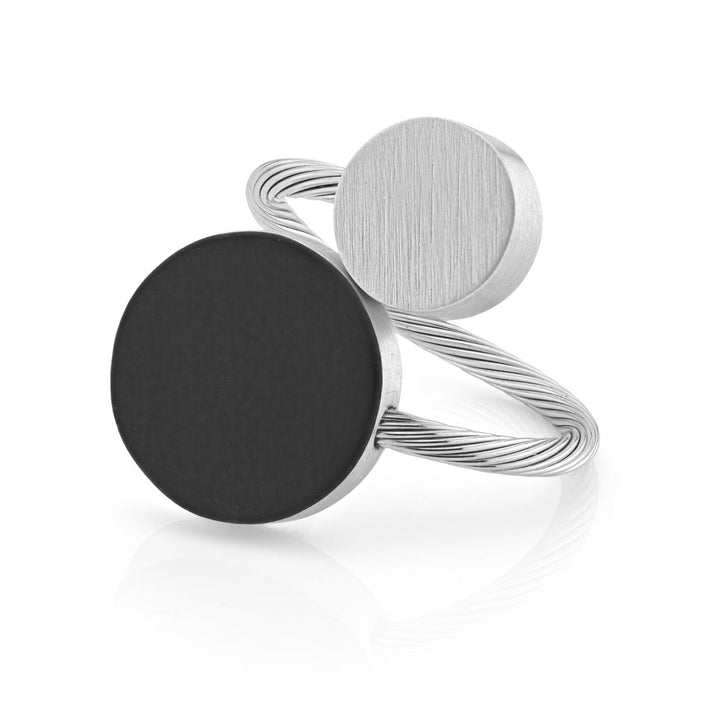 Anello Due forme rotonde Nero R5Z