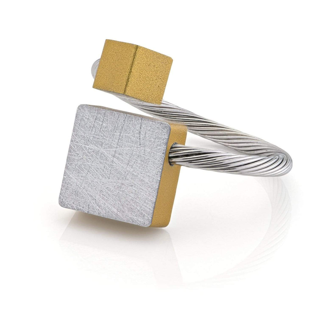 Anello quadrato e cubetto Color Oro|Giallo fits most R7G