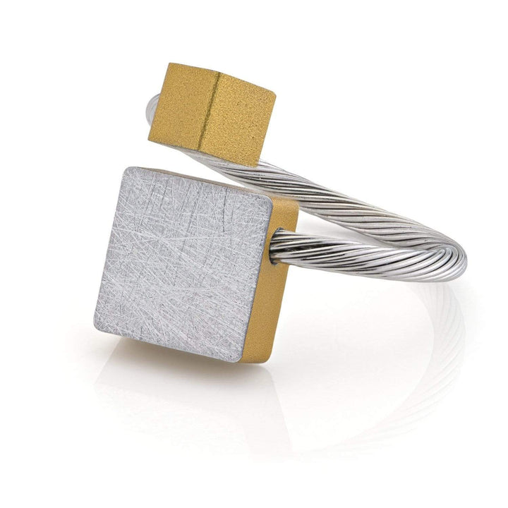 Anello quadrato e cubetto Color Oro|Giallo fits most R7G