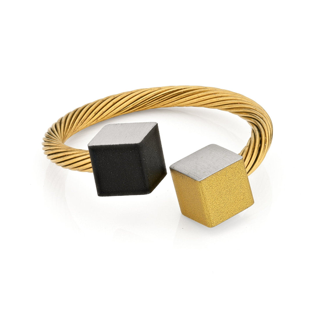 Anello Color Oro Cubetti Nero Color Oro RG4ZG