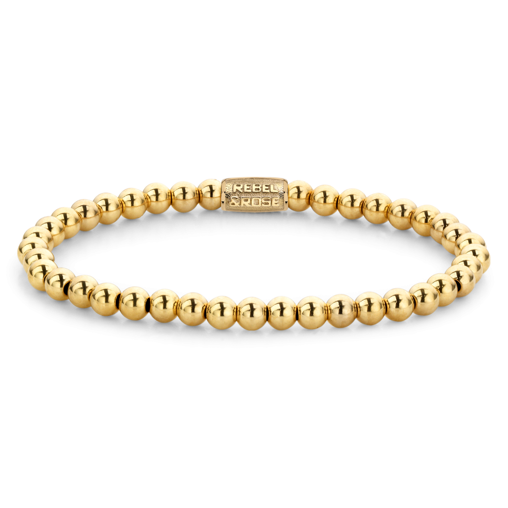 Bracciale da donna in oro giallo con perle di 4 mm.