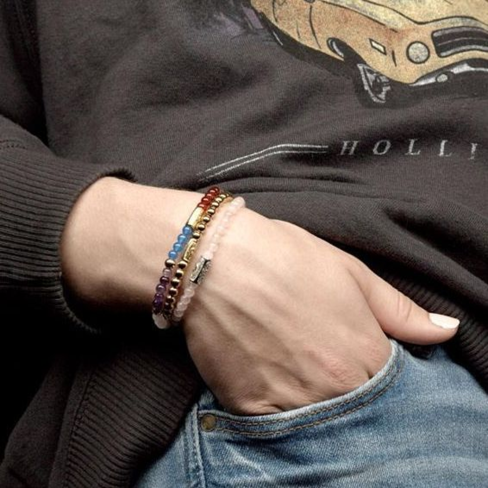 Yellow Gold Only - 4mm - Bracciale di Perline da Donna