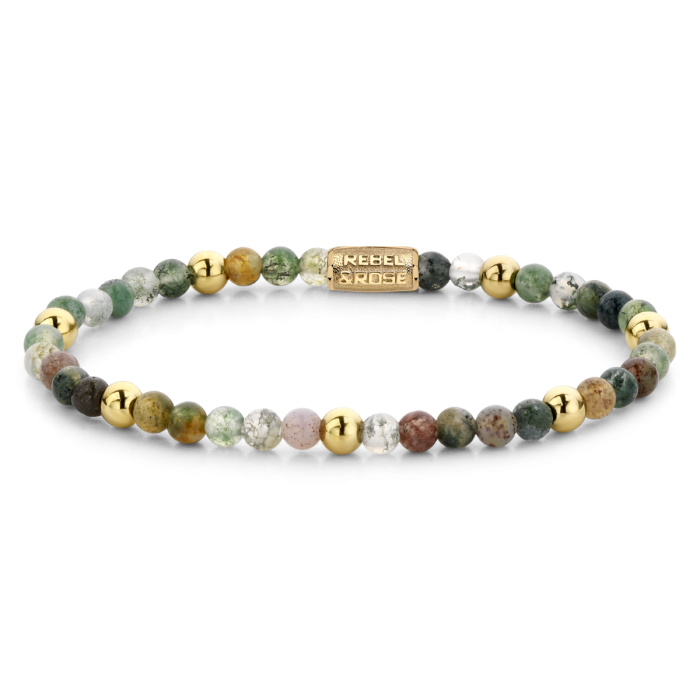 Bracciale da donna in oro giallo ionizzato da 18 ct, con perline multicolori di 4 mm.