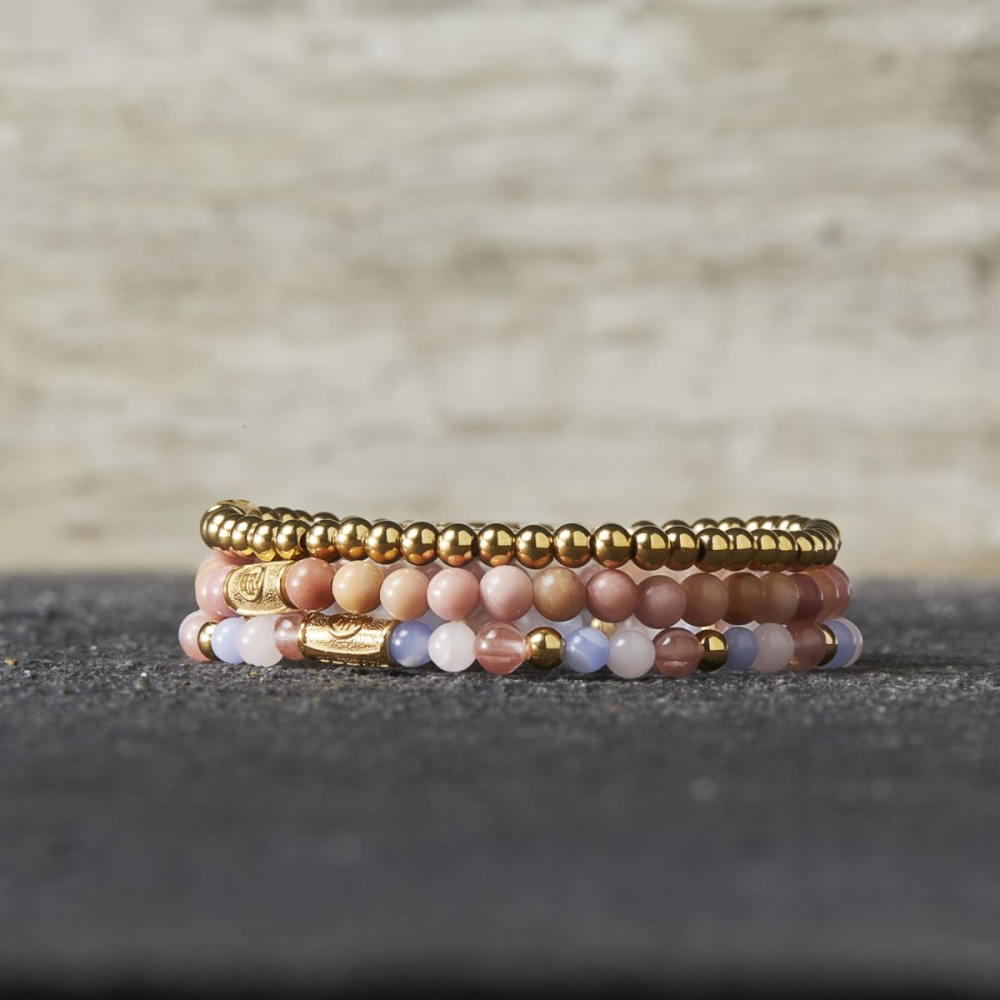 Pink Summer Vibes - 18ct yellow gold ionplated - 4mm - Bracciale di Perline da Donna