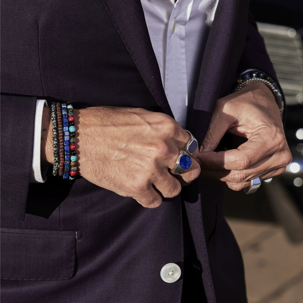 Roll The Dice - Lapis Lazuli - 4mm - Bracciale di Perline da Uomo