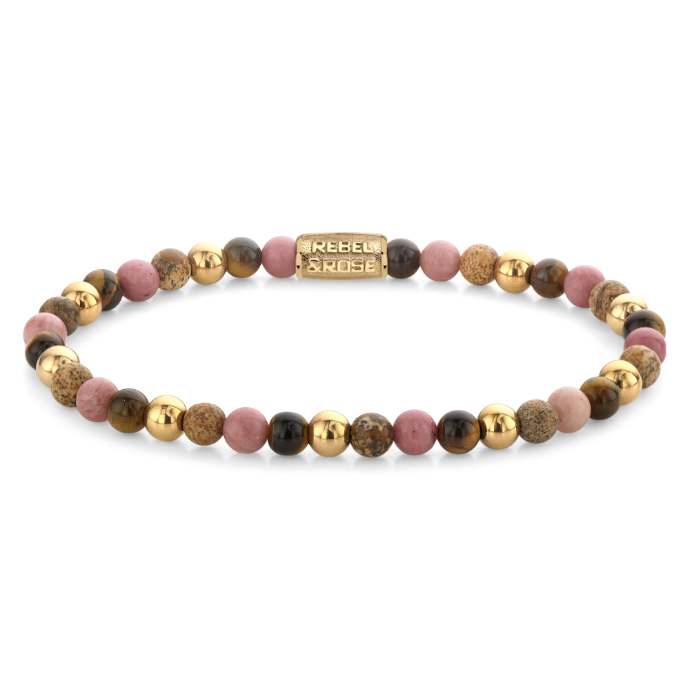 Winter Glow - 18 ct yellow gold ionplated - 4mm - Kralen Armband Dames