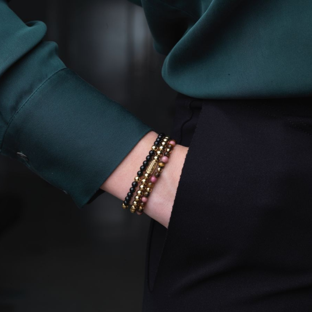 Winter Glow - 18 ct yellow gold ionplated - 4mm - Bracciale di Perline da Donna