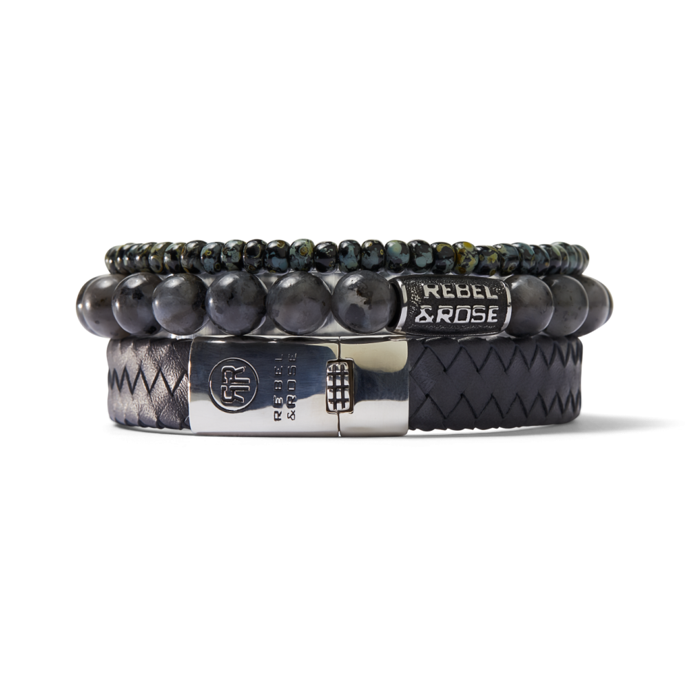 Glass Rocks Black Leopard  - 4mm - Bracciale di Perline da Uomo