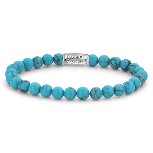 Bracciale in turchese da 6 mm con dettagli in argento.