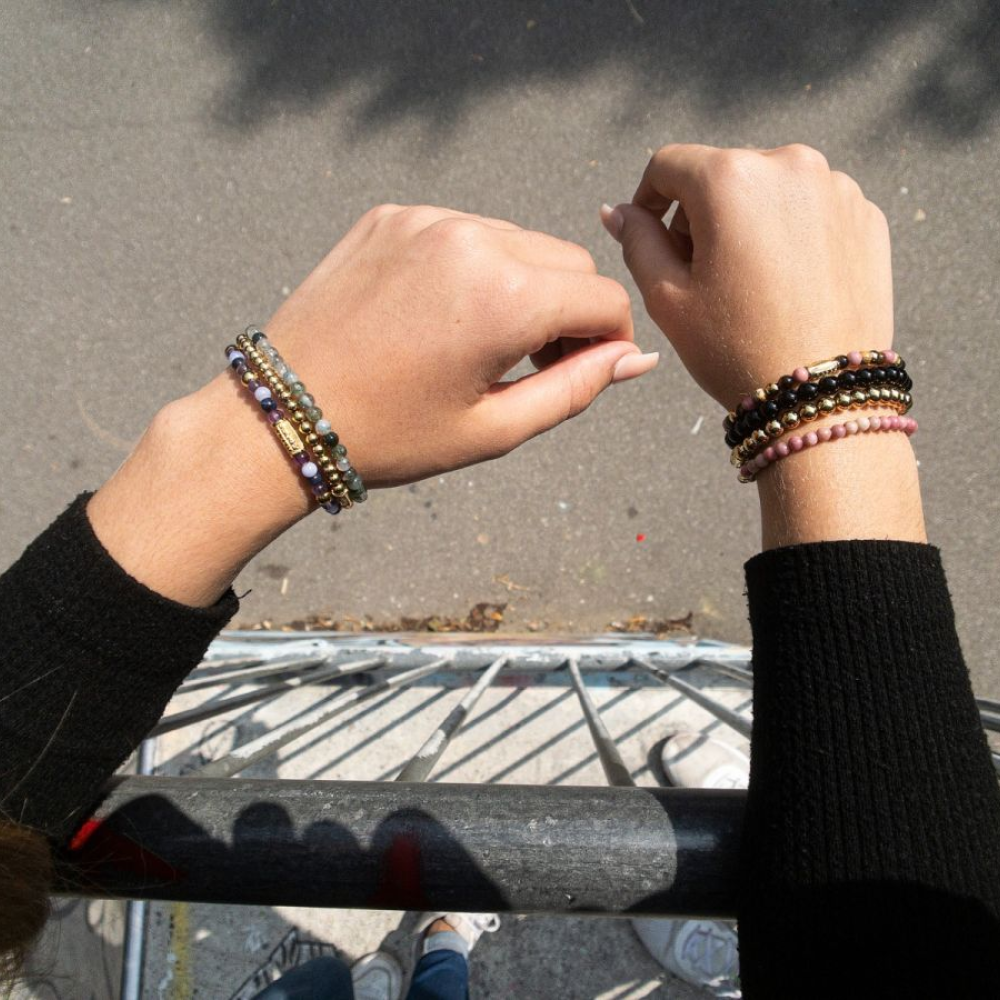 Winter Glow - 18 ct yellow gold ionplated - 6mm - Bracciale a Perline Donna