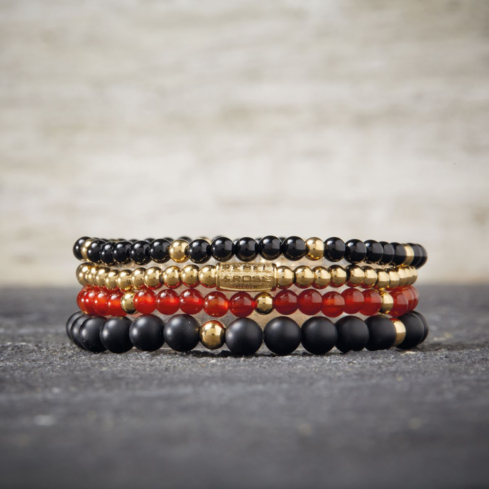 Matt Black Madonna - 18 ct yellow gold ionplated - 6mm - Bracciale a Perline Donna