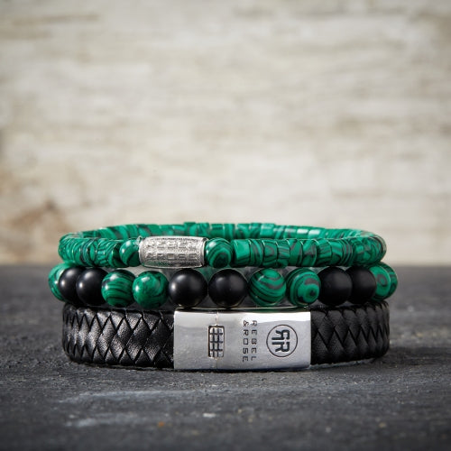 Intrecciato Piatto 925 Nero - Bracciale in Pelle da Uomo