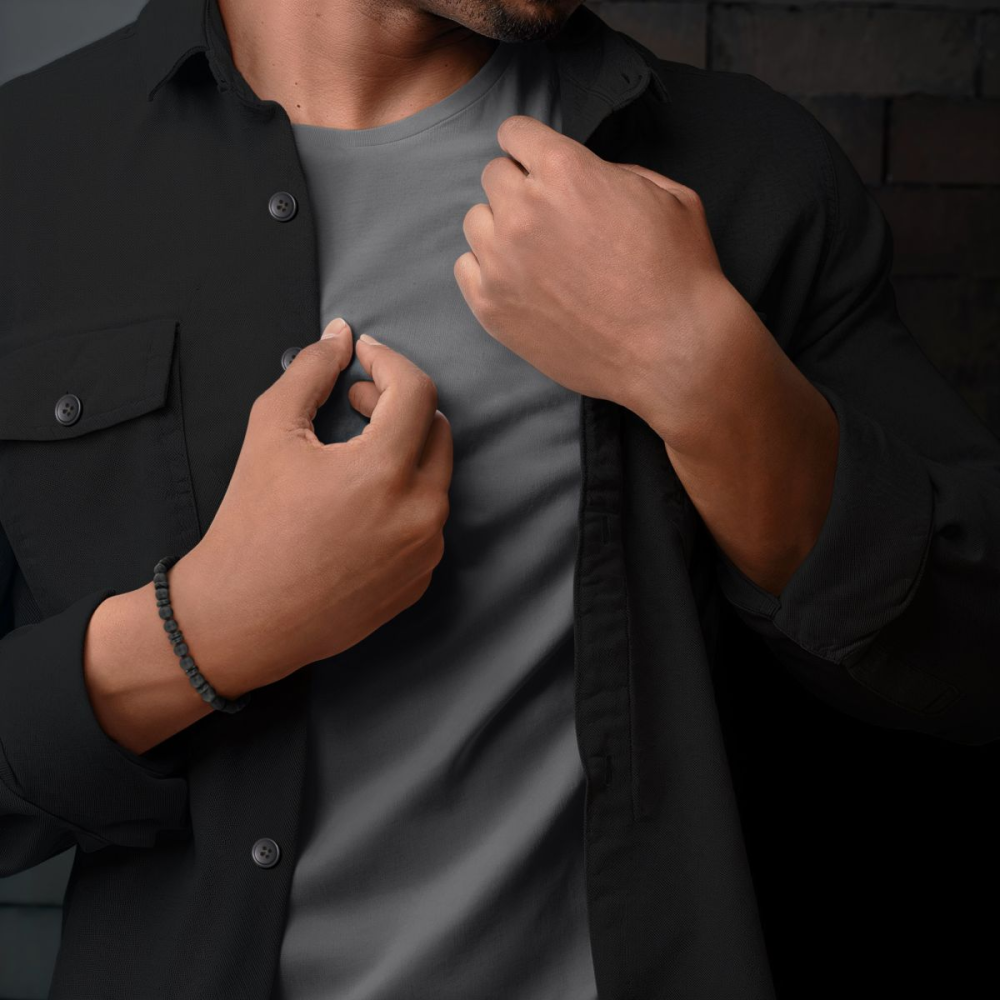 Perline All-Black - 6mm - Bracciale a Perline Uomo
