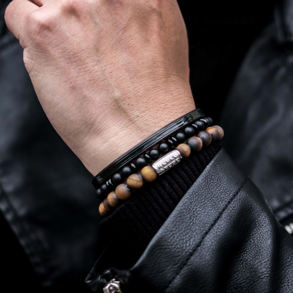 Perline All-Black - 6mm - Bracciale a Perline Uomo