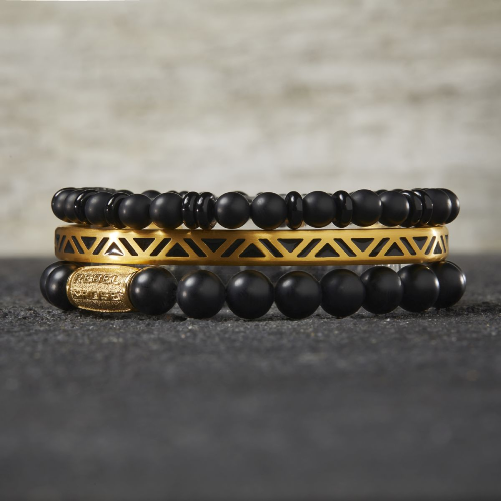 Perline All-Black - 6mm - Bracciale a Perline Uomo