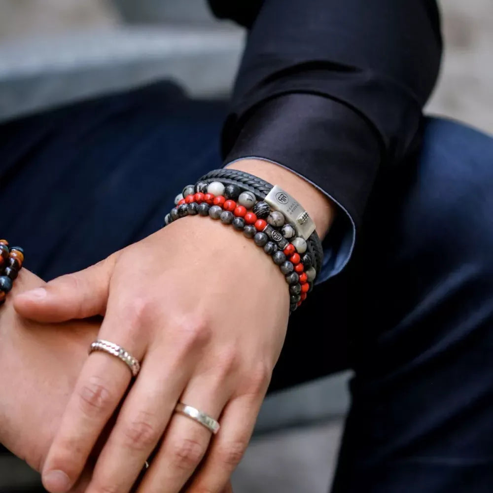 Red Delight Vintage - 6 mm - Bracciale di perline da uomo