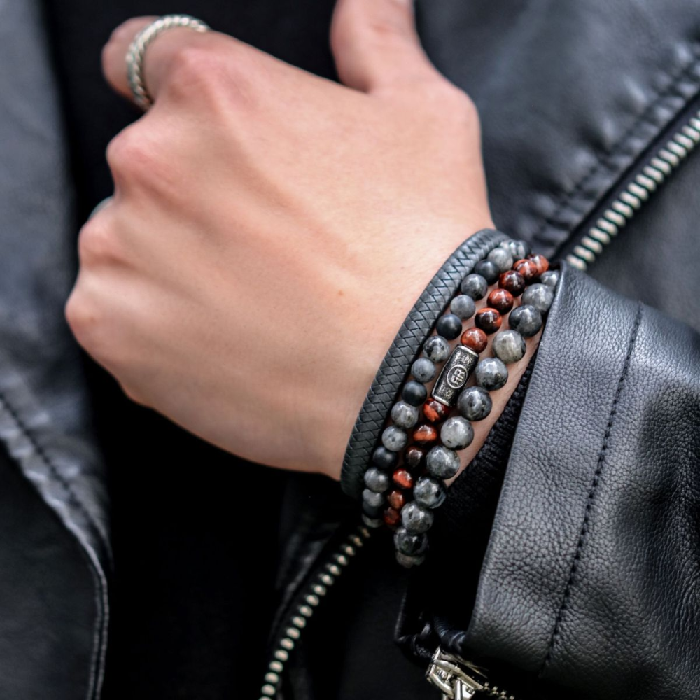 Tiger Red Vintage - 6mm - Bracciale a Perline da Uomo