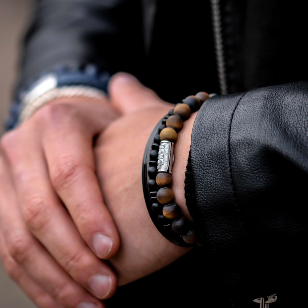 Matt Tiger Lily - 8mm - Bracciale a Perline Uomo