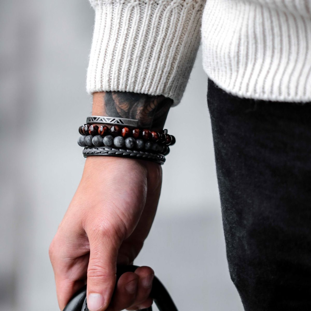 Matt Grey Seduction - 8mm - Bracciale a Perline Uomo