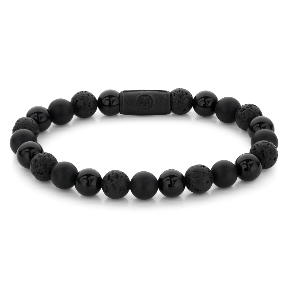 Black Rocks - All-Black - 8mm - Heren Kralen Armband