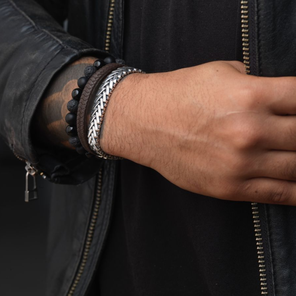 Black Rocks - All-Black - 8mm - Bracciale a Perline da Uomo