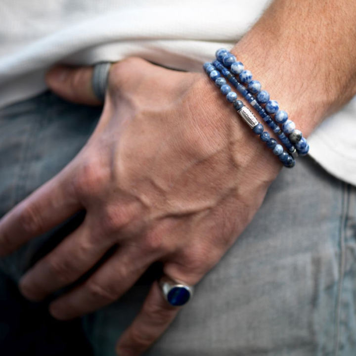 Dutch Delfts Blue - 8mm - Bracciale a Perline da Uomo
