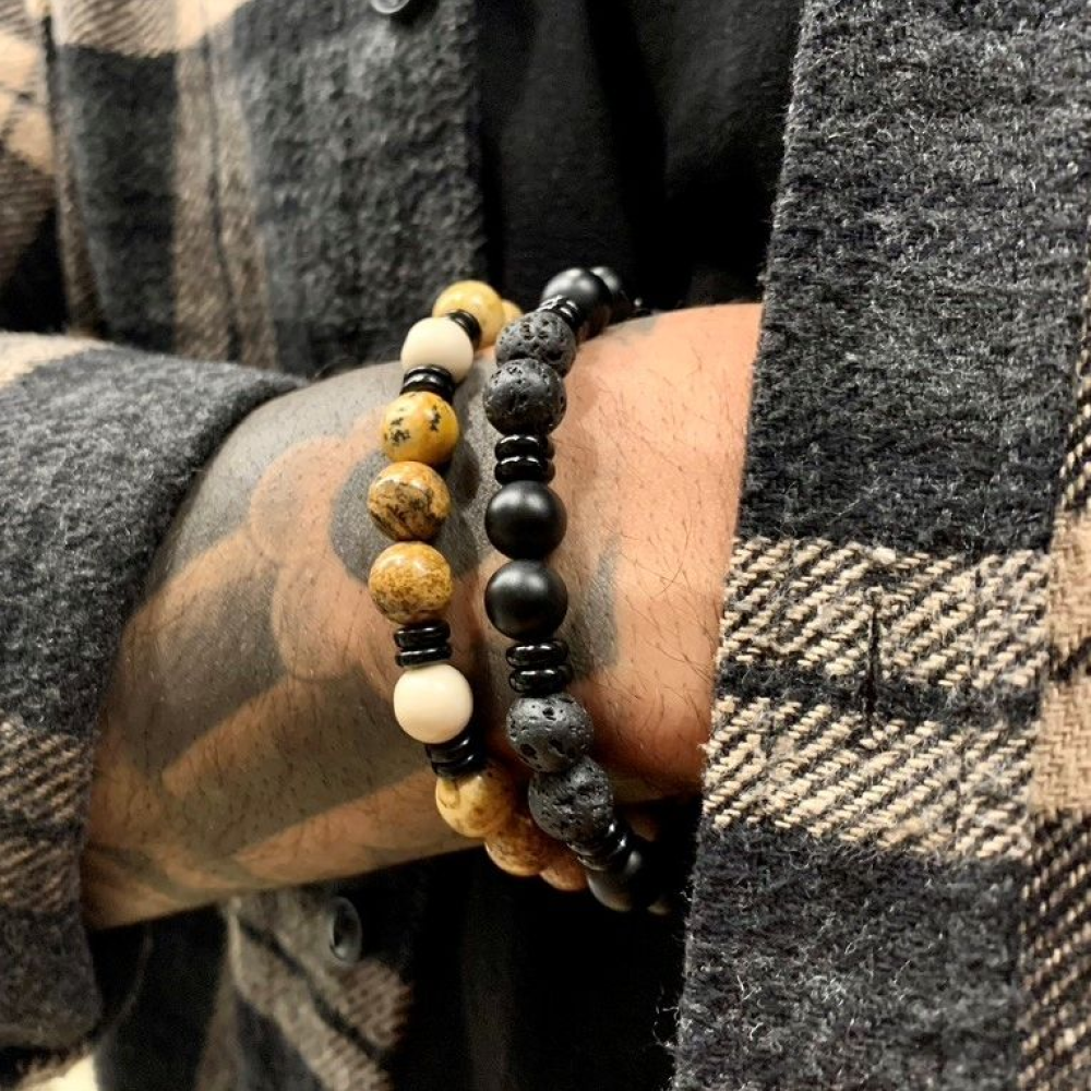 perline Black - 8mm - Bracciale a Perline da Uomo