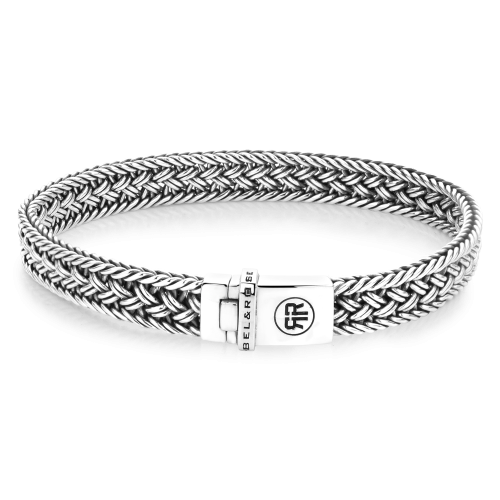Bracciale in argento 925 con motivo intrecciato e chiusura a scatto.