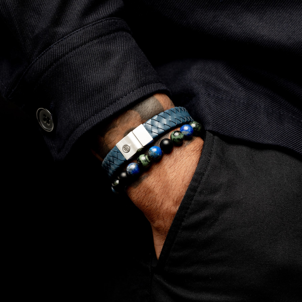 Fiume Profondo - 8mm - Bracciale a Perline da Uomo