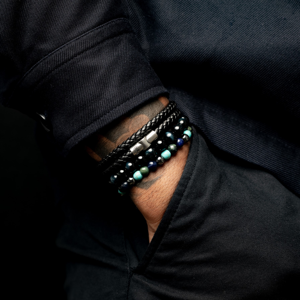 Blue Nights Vintage - 6mm - Bracciale a Perline da Uomo