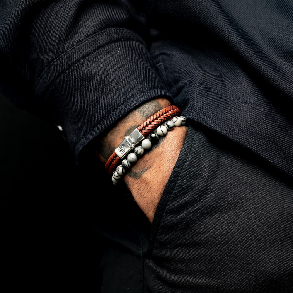 Small Braided Apollo Cognac - Bracciale da Uomo in Pelle