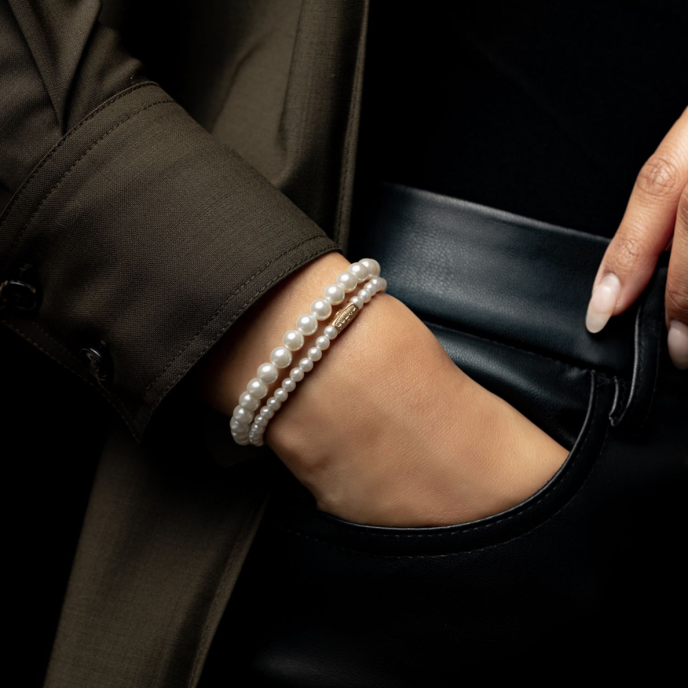 Pearl Gem Gold - 4mm - Bracciale a Perline Donna