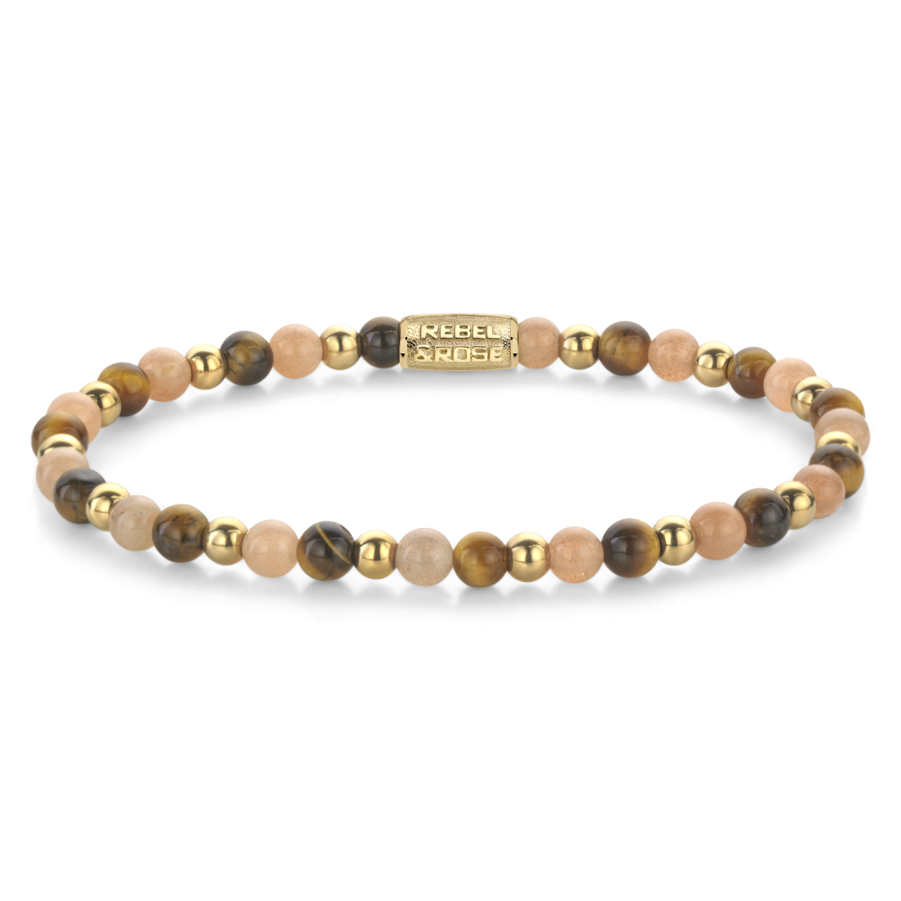 Sunset Beach - 18 ct yellow gold ionplated - 4mm - Kralen Armband Dames